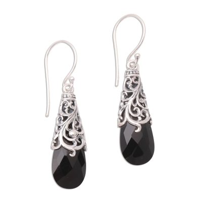 5-Carat Onyx Dangle Earrings Crafted in Bali