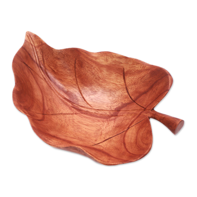 Suar Wood Leaf Catchall Crafted in Indonesia