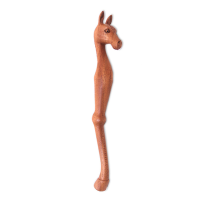 Horse-Themed Natural Suar Wood Back Scratcher from Bali