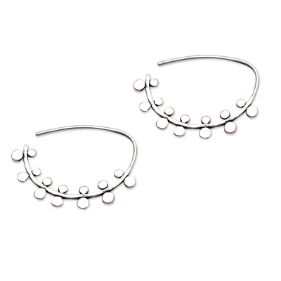 Circle Pattern Sterling Silver Half-Hoop Earrings from Bali