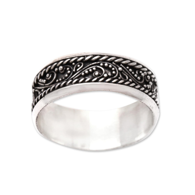 Vine Pattern Sterling Silver Band Ring from Bali