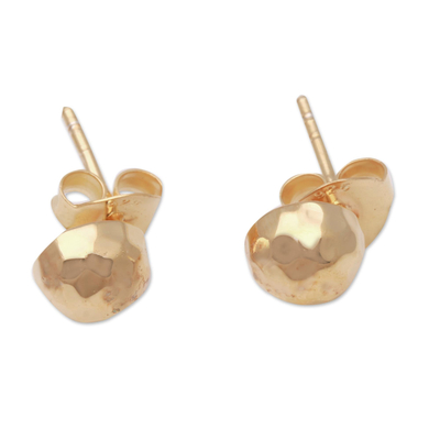 Domed Gold Plated Sterling Silver Stud Earrings from Bali