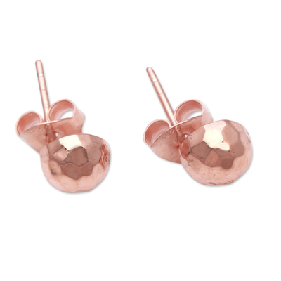 Domed Rose Gold Plated Sterling Silver Stud Earrings