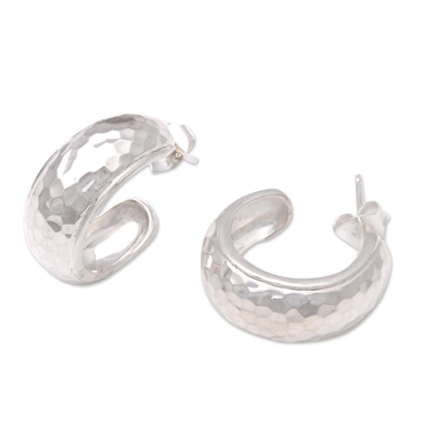 Balinese Sterling Silver Half-Hoop Earrings