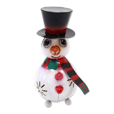 Steel Snowman Tealight Holder Crafted in Bali