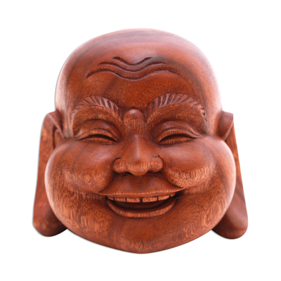 Suar Wood Laughing Buddha Sculpture from bali