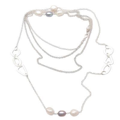 Modern Cultured Pearl Station Necklace from Bali