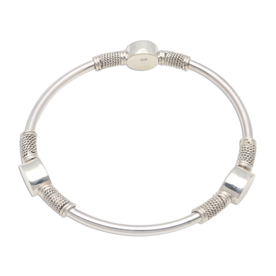 Oval Pattern Sterling Silver Bangle Bracelet from Bali