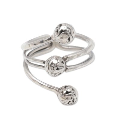 Swirl Pattern Sterling Silver Cocktail Ring from Java