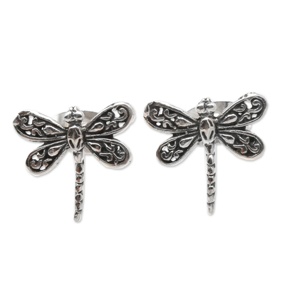 Sterling Silver Dragonfly Stud Earrings from Bali