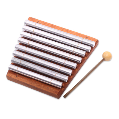 Teak Wood and Aluminum Xylophone Crafted in Bali