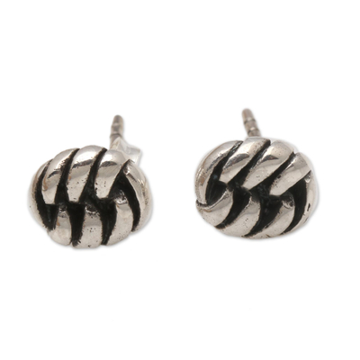 Combination-Finish Sterling Silver Stud Earrings from Bali
