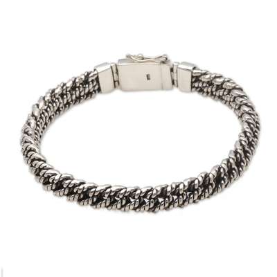 Rope Pattern Sterling Silver Chain Bracelet from Bali