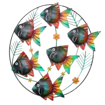 Hand Crafted Metal Wall Sculpture of Tropical Fish