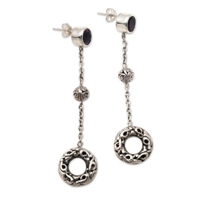 Dangle Earrings with Amethyst and Sterling Silver