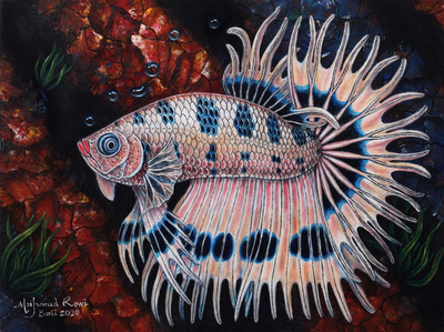 Original Signed Betta Fish Painting from Bali