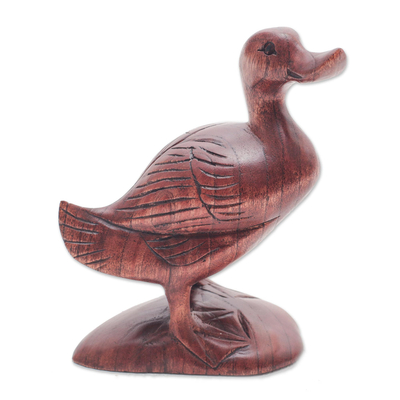 Artisan Hand Crafted Wood Duck Sculpture