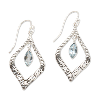 Sterling Silver and Blue Topaz Fair Trade Balinese Earrings