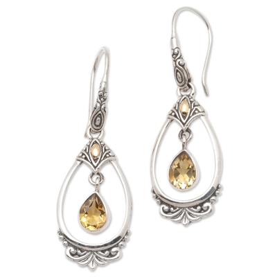 Citrine Dangle Earrings Accented with 18k Gold