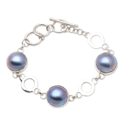 Cultured Peacock Mabe Pearl Link Bracelet