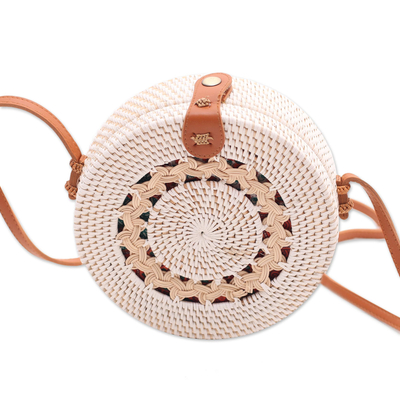 Ate Grass and Bamboo Round Woven Shoulder Bag
