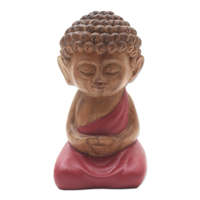 Small Buddha Statuette Hand Carved from Wood
