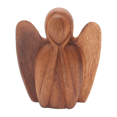 Angel Statuette Hand Carved from Wood