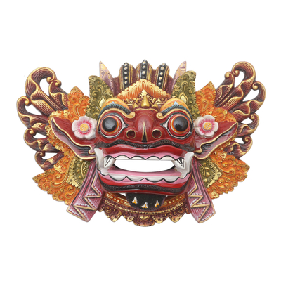Balinese Handpainted Good vs. Evil Wood Dance Mask