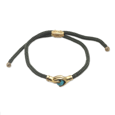 Bali Brass & Reconstituted Turquoise Cord Unity Bracelet
