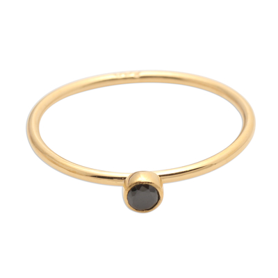 Onyx Solitaire Ring in 18k Gold Plated Sterling Silver