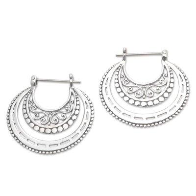 Balinese Sterling Silver Hoop Earrings