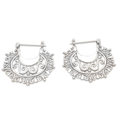 Balinese Sterling Silver Hoop Earrings