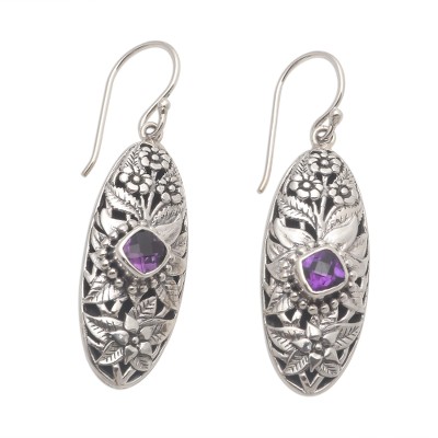 Dangle Earrings with Amethyst and Sterling Silver