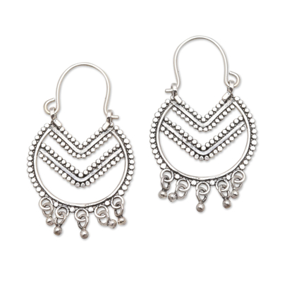 Balinese Style Sterling Silver Hoop Earrings