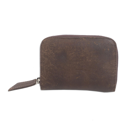 Distressed Brown Leather Wallet from Bali