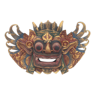 Balinese Acacia Wood Painted Mask King of the Spirits Barong