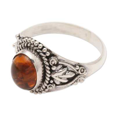 Carnelian Cabochon Sterling Silver Cocktail Ring