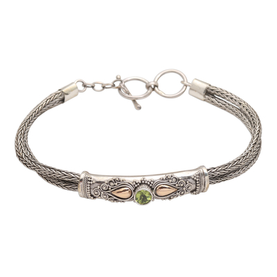Sterling Silver Naga Chain Bracelet with Peridot
