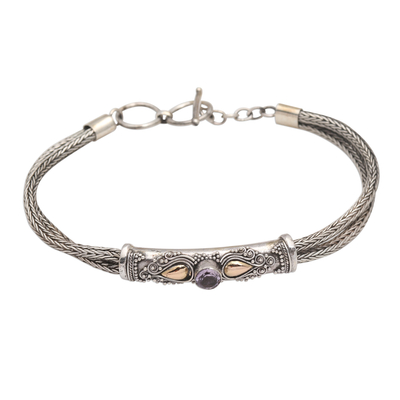 Sterling Silver Naga Chain Bracelet with Amethyst