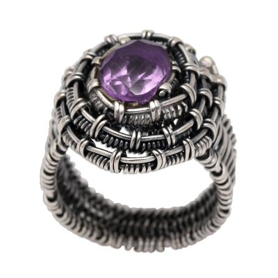 Handmade Amethyst Sterling Silver Cocktail Ring