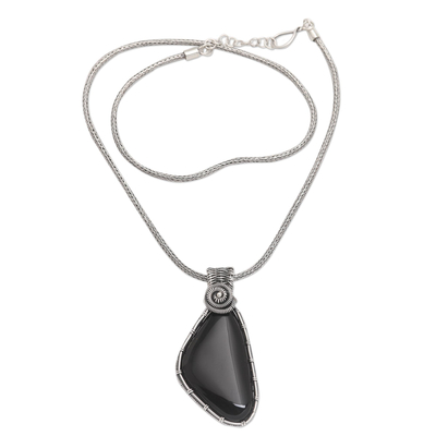 Hand Made Onyx Sterling Silver Pendant Necklace