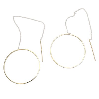 Gold Plated Threader Earrings Single Circle