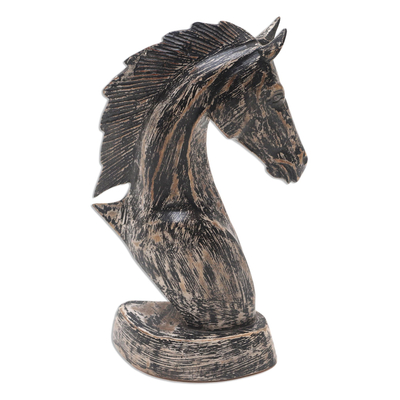 Distressed Horse Head Sculpture from Bali