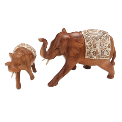 Artisan Crafted Elephant Sculptures (Pair)