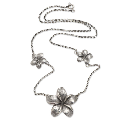 Hand Made Sterling Silver Flower Station Necklace
