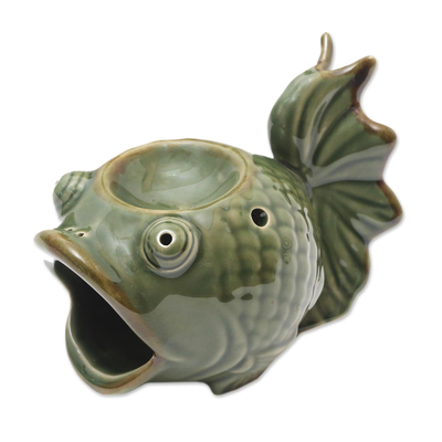 Green Ceramic Koi Fish Oil Warmer