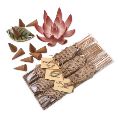 Ceramic Lotus Flower Aromatherapy Incense Boxed Set