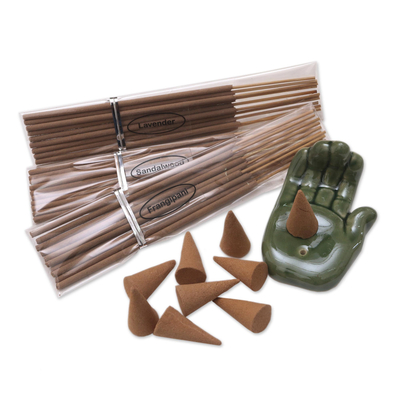 Boxed Incense Gift Set with Ceramic Holder