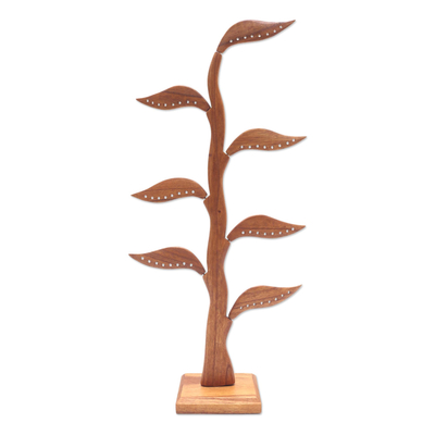 Handmade Jempinis Wood Leaf-Themed Jewelry Holder (21 Inch)