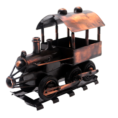 Hand Crafted Iron and Steel Locomotive Sculpture